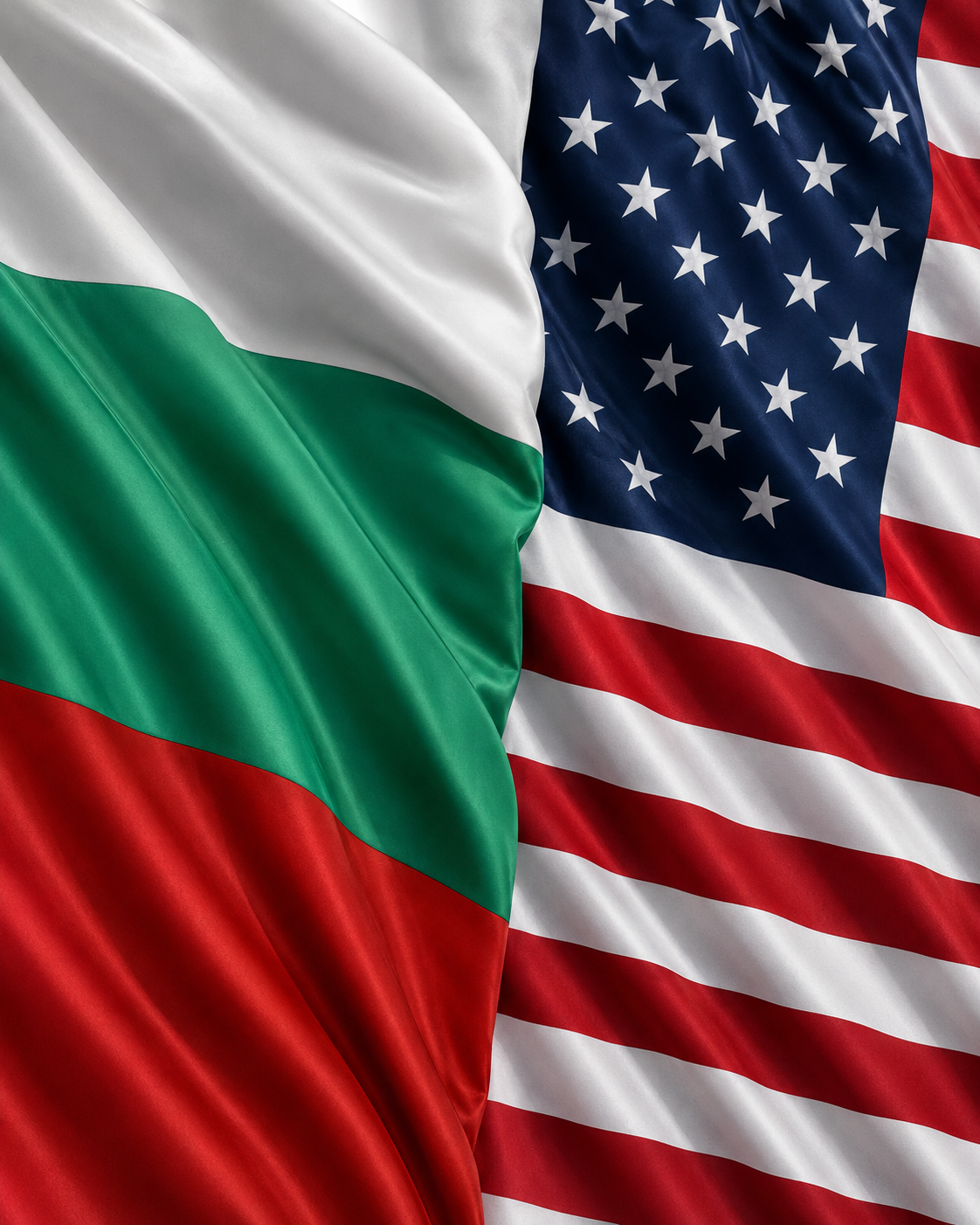 Bulgarian and American flags side by side